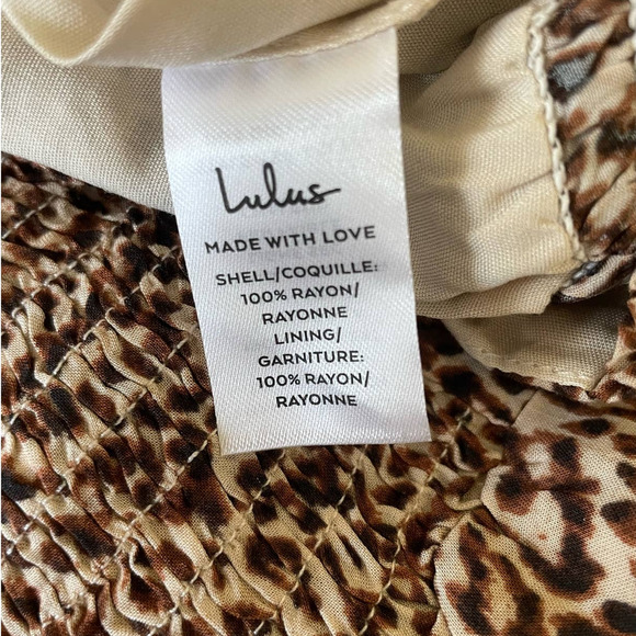 Lulus‎ Top Women XS Brown Tie V-Neck Short Sleeve Animal Print Crop Smock NWT - Picture 7 of 9
